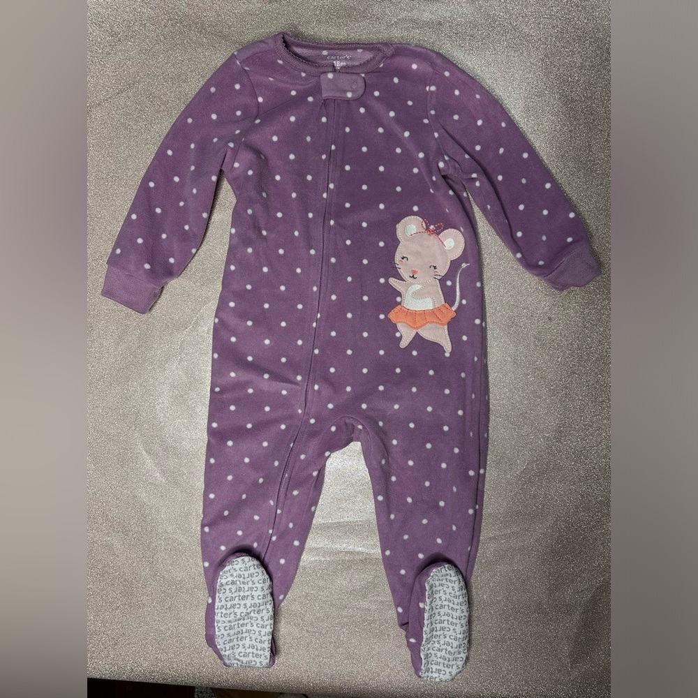 Carters fleece footie girls pajamas size 18 months